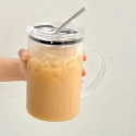 Tasse à Thé 1 L avec Couvercle, Paille et Hanse pour Thé Chaud & Glacé